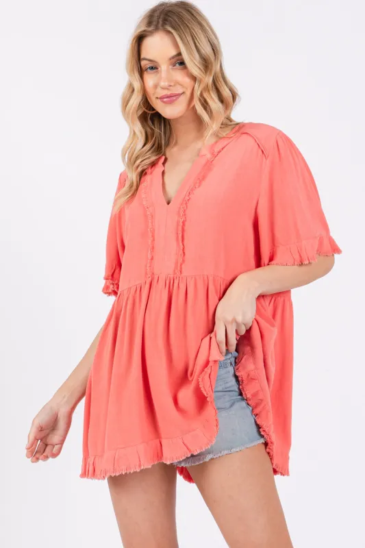 Coral Short Sleeve Top sold by Pinkblush