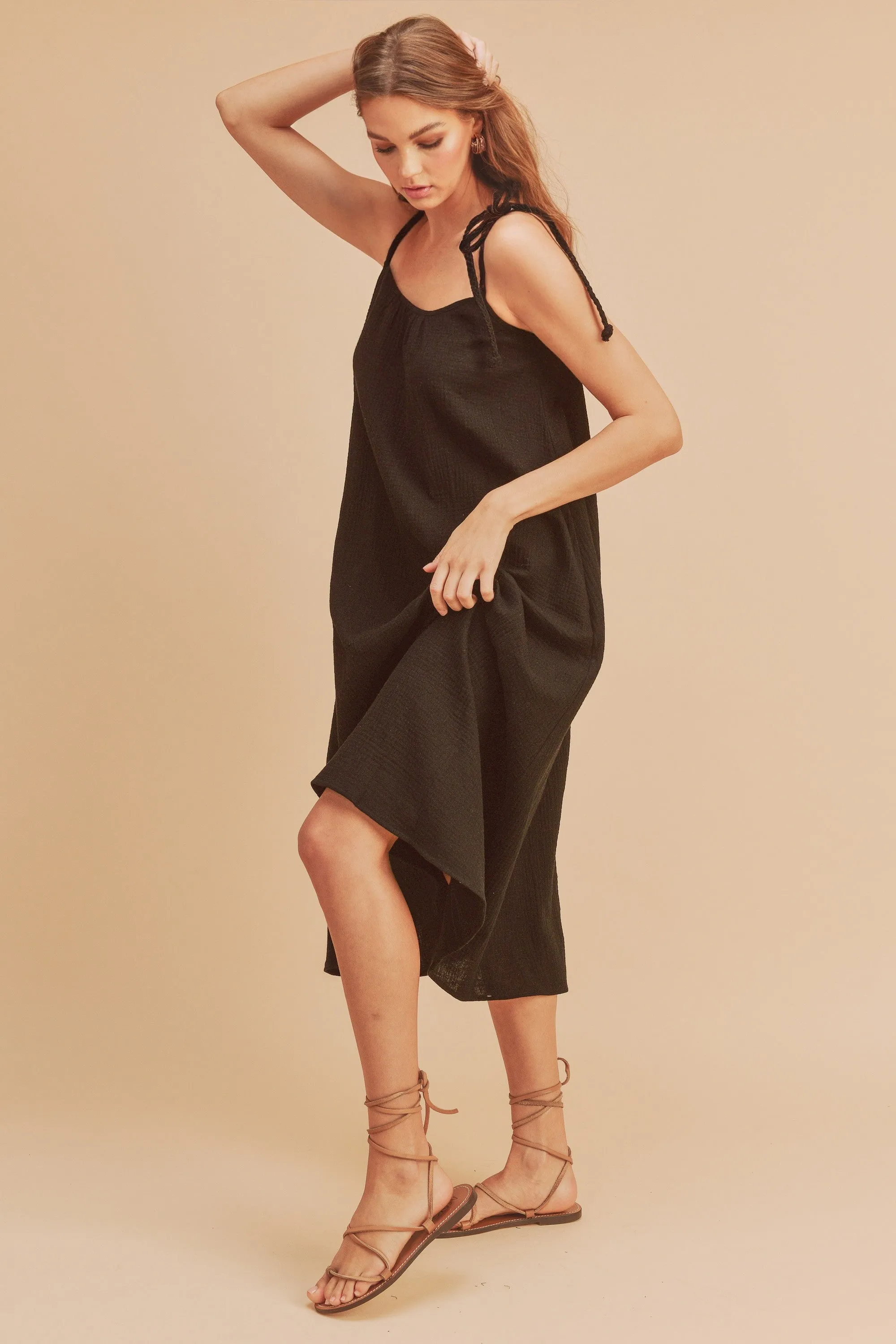 Black Shoulder Tie Dress sold by Pinkblush product image thumbnail 3