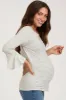 Heather Grey Striped Maternity 3/4 Sleeve Top sold by Pinkblush