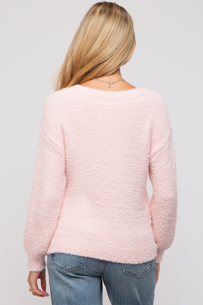 Light Pink Fuzzy Soft Knit Maternity Sweater sold by Pinkblush product image thumbnail 4