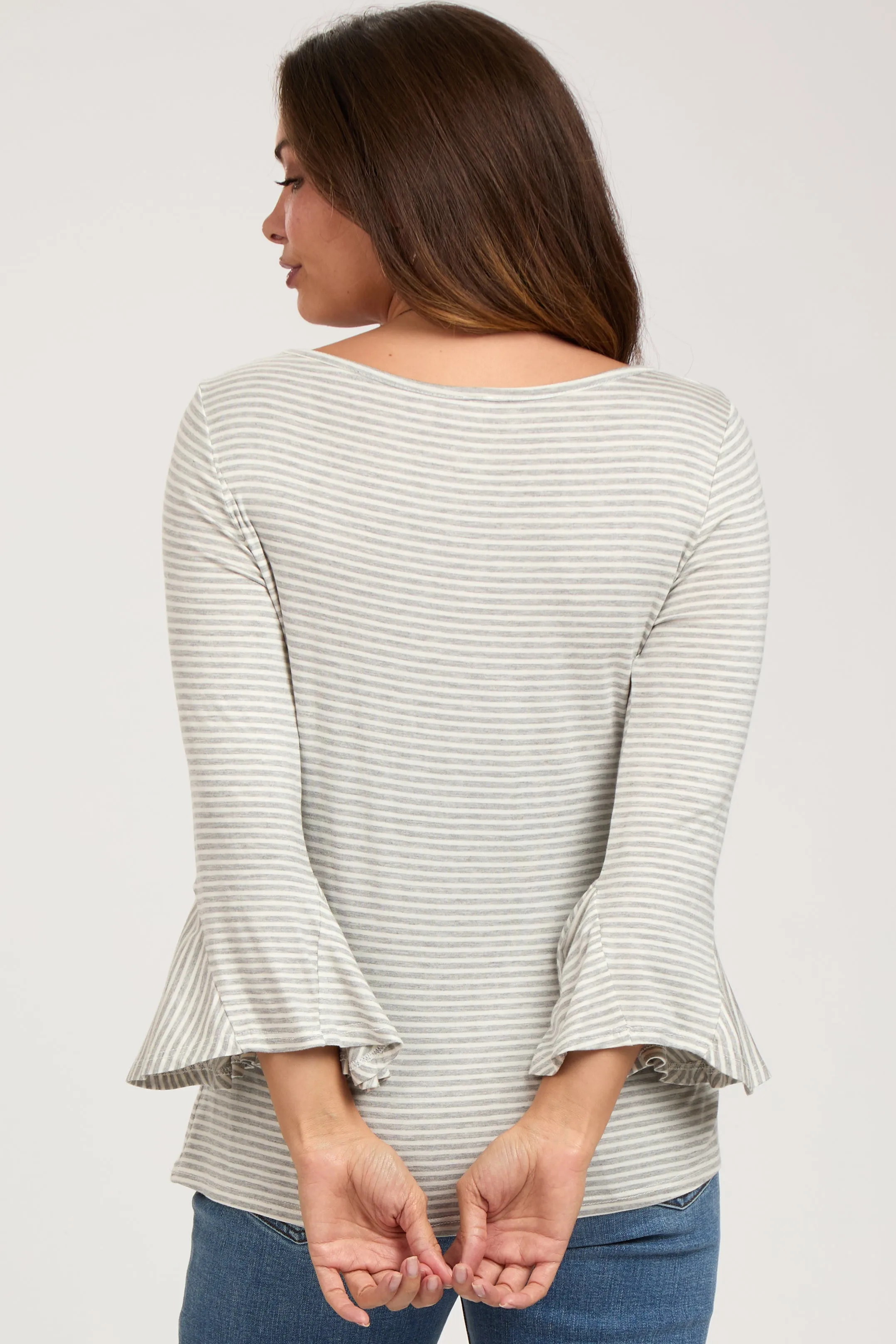 Heather Grey Striped Maternity 3/4 Sleeve Top sold by Pinkblush product image thumbnail 3