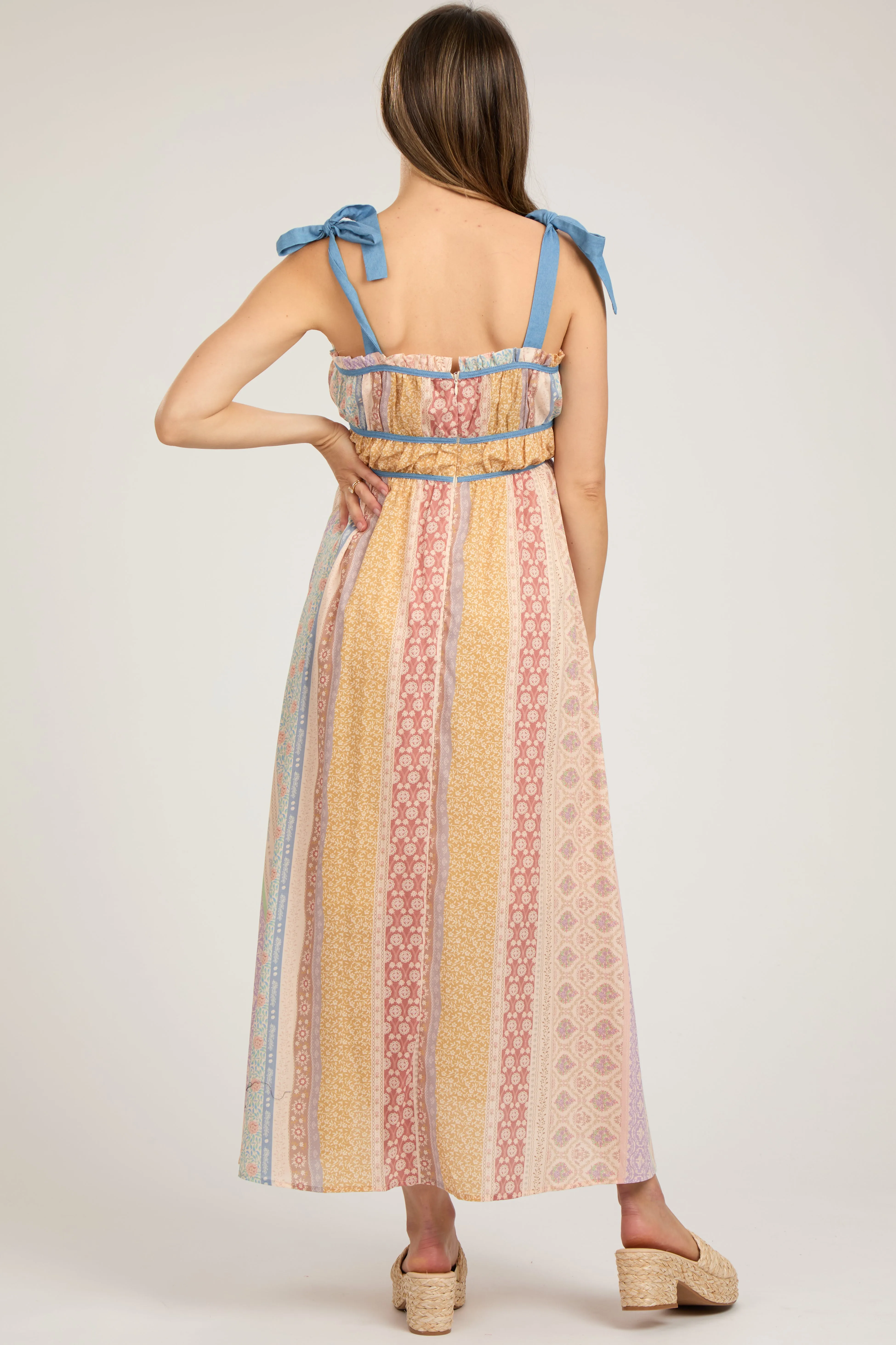 Light Blue Floral Handkerchief Print Maternity Midi Dress sold by Pinkblush product image thumbnail 3