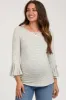 Heather Grey Striped Maternity 3/4 Sleeve Top sold by Pinkblush