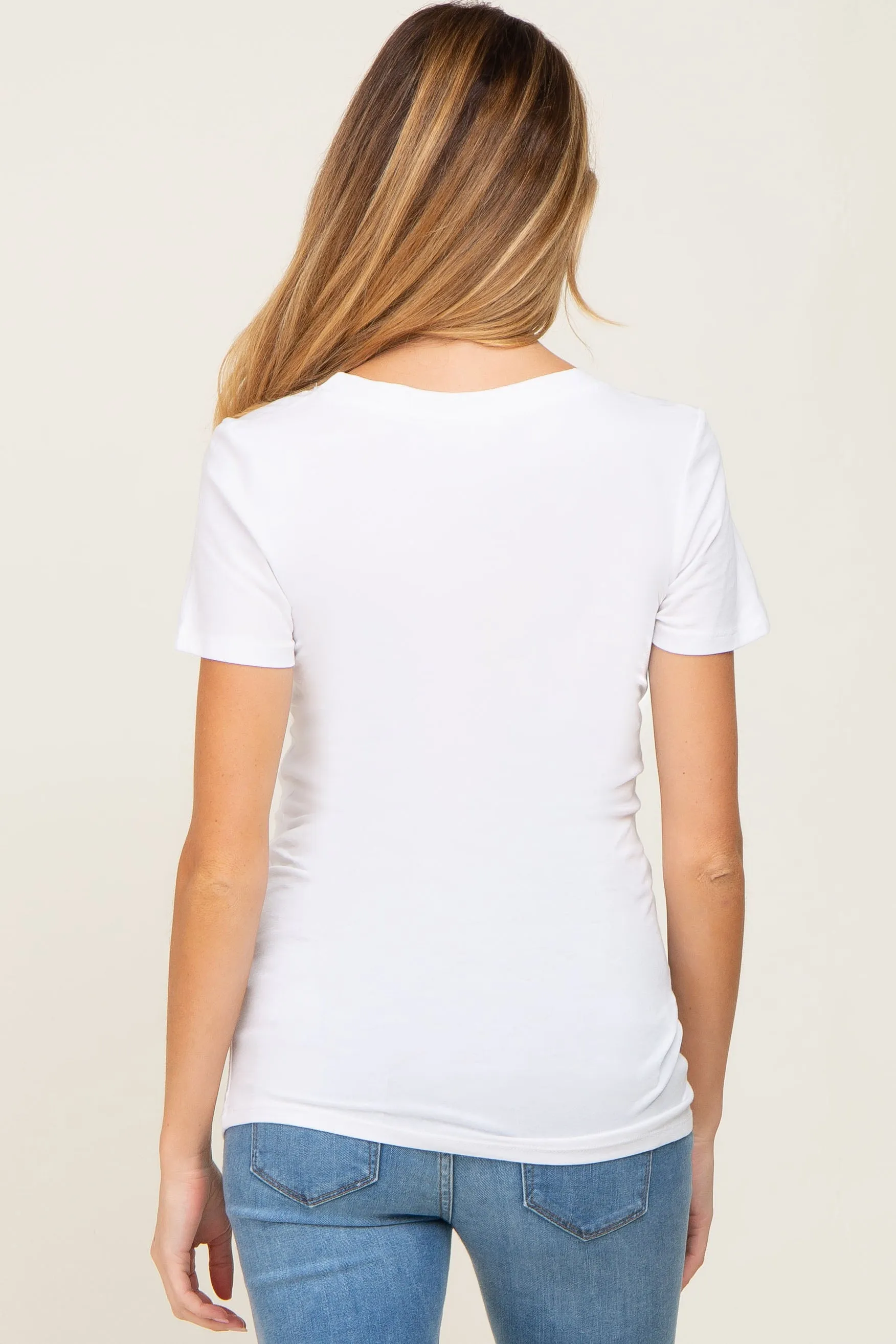 White Basic Crew Neck Maternity Tee sold by Pinkblush product image thumbnail 3