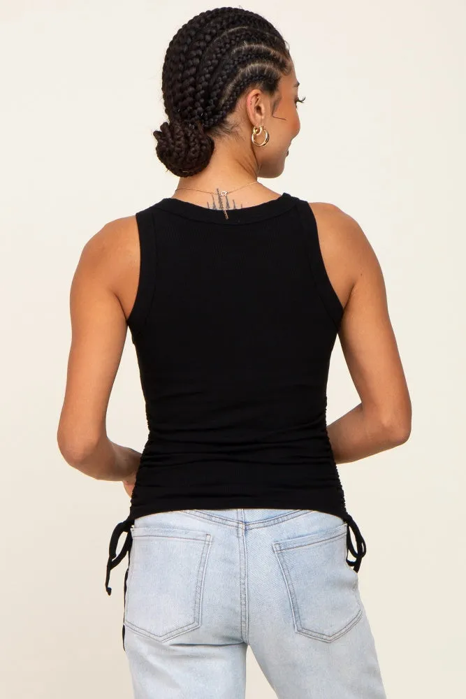 Black Ruched Tie Tank Top sold by Pinkblush product image thumbnail 3