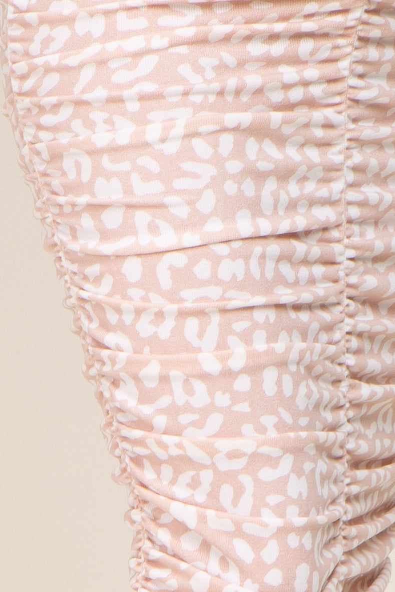 Light Pink Animal Print Ruched Shoulder Tie Maternity Dress sold by Pinkblush product image thumbnail 4