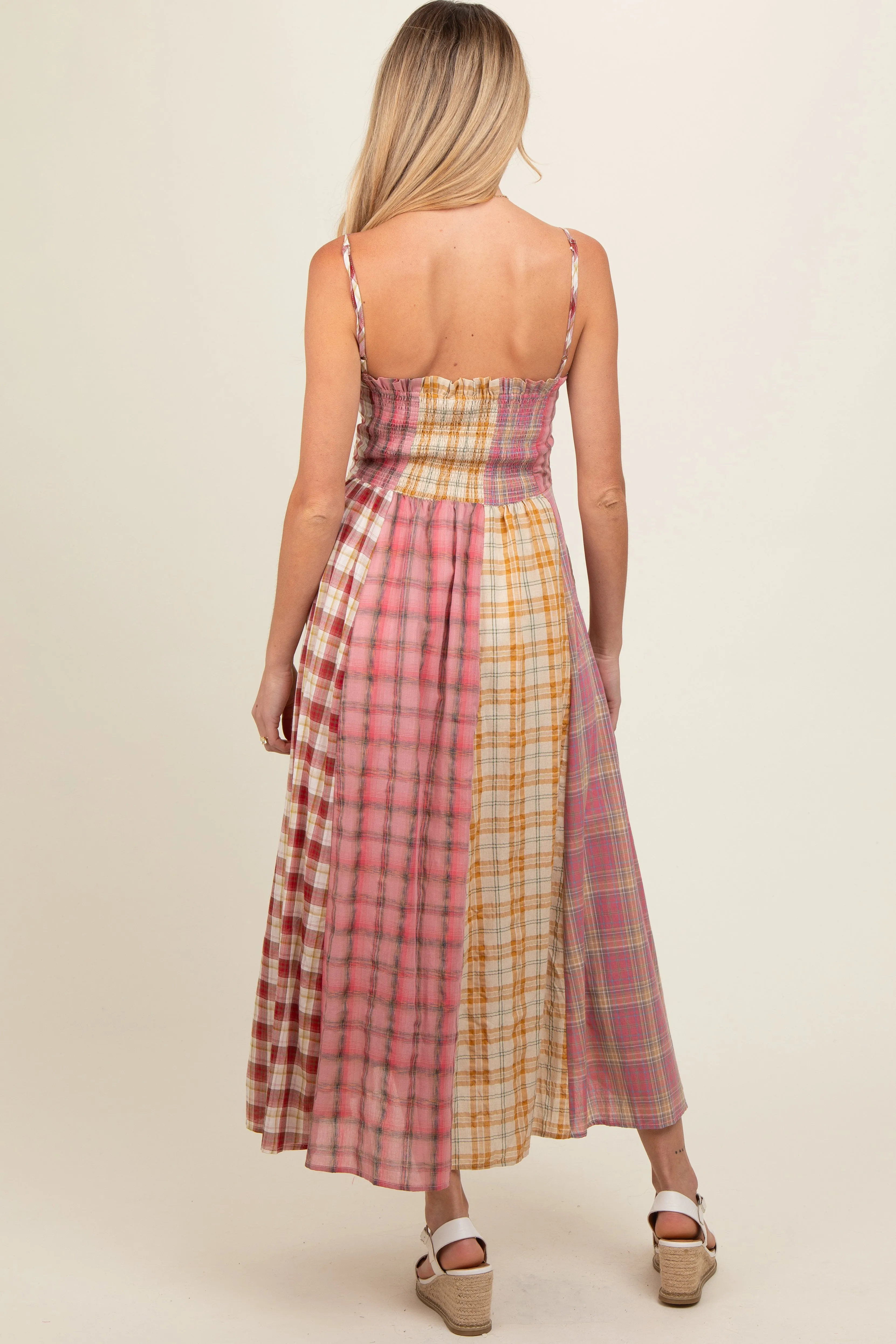 Pink Mixed Plaid Maternity Maxi Dress sold by Pinkblush product image thumbnail 2
