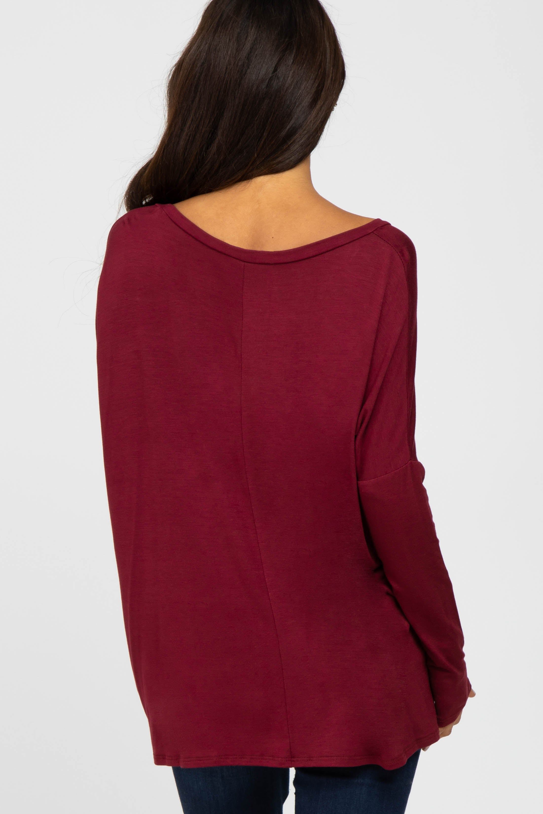 Burgundy V-Neck Top sold by Pinkblush product image thumbnail 4