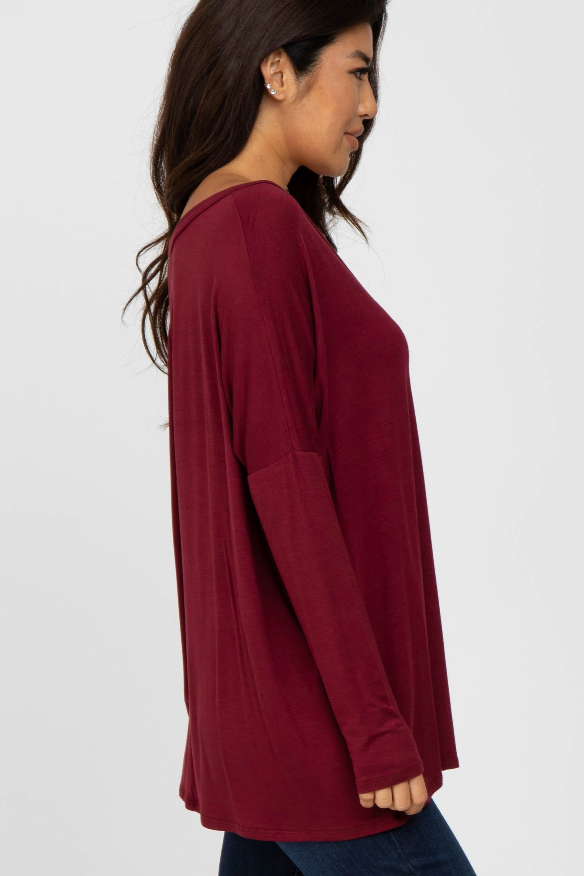Burgundy V-Neck Top sold by Pinkblush product image thumbnail 3