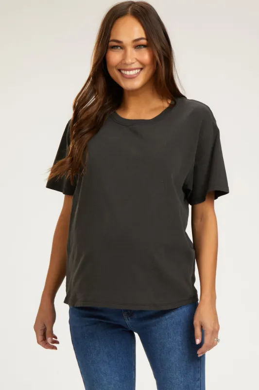 Charcoal Short Sleeve Maternity Top sold by Pinkblush