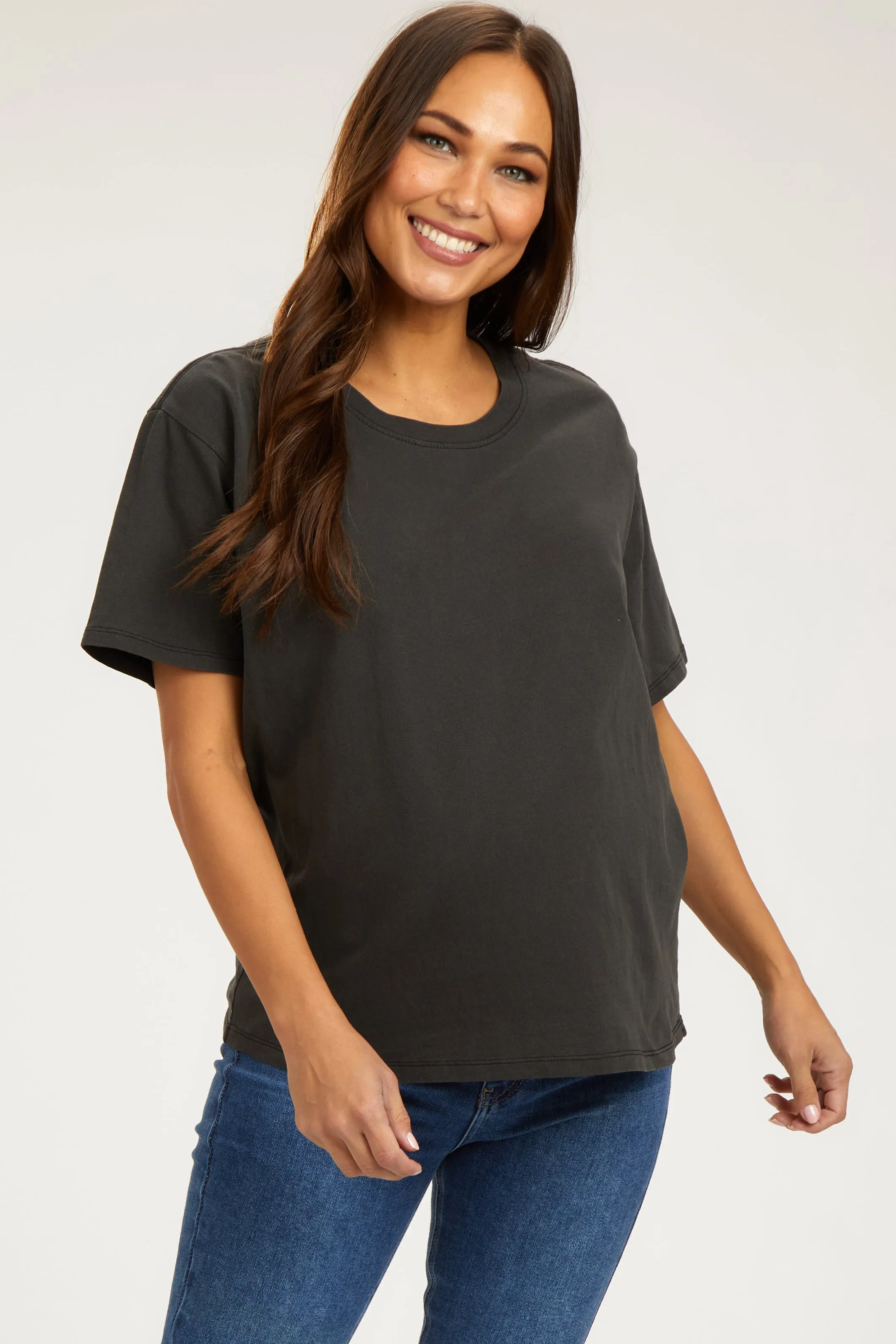 Charcoal Short Sleeve Maternity Top sold by Pinkblush product image thumbnail 2