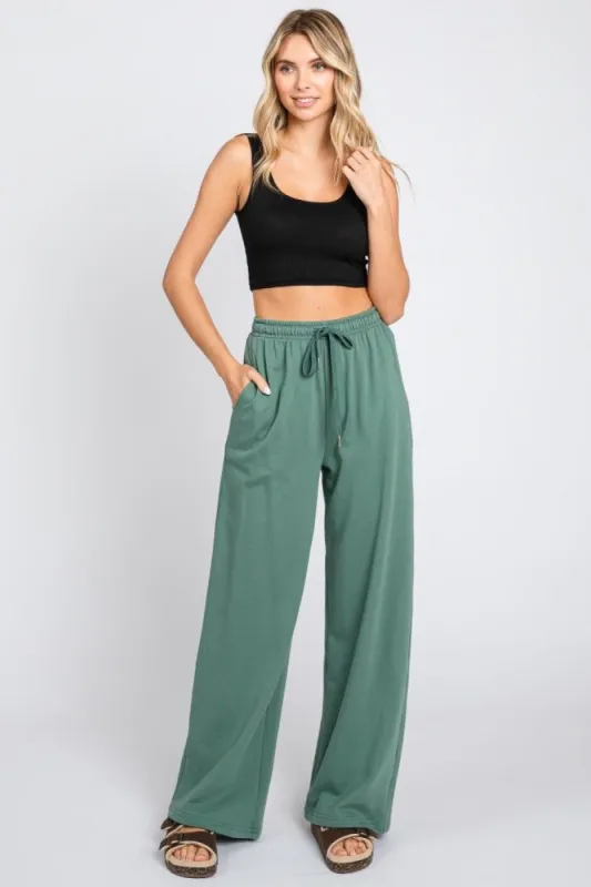 Olive Wide Leg Joggers sold by Pinkblush