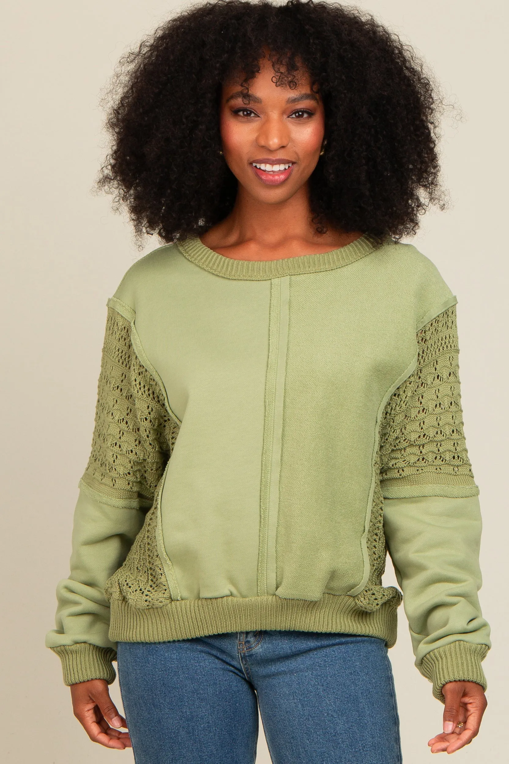 Sage Lace French Terry Top sold by Pinkblush product image thumbnail 2