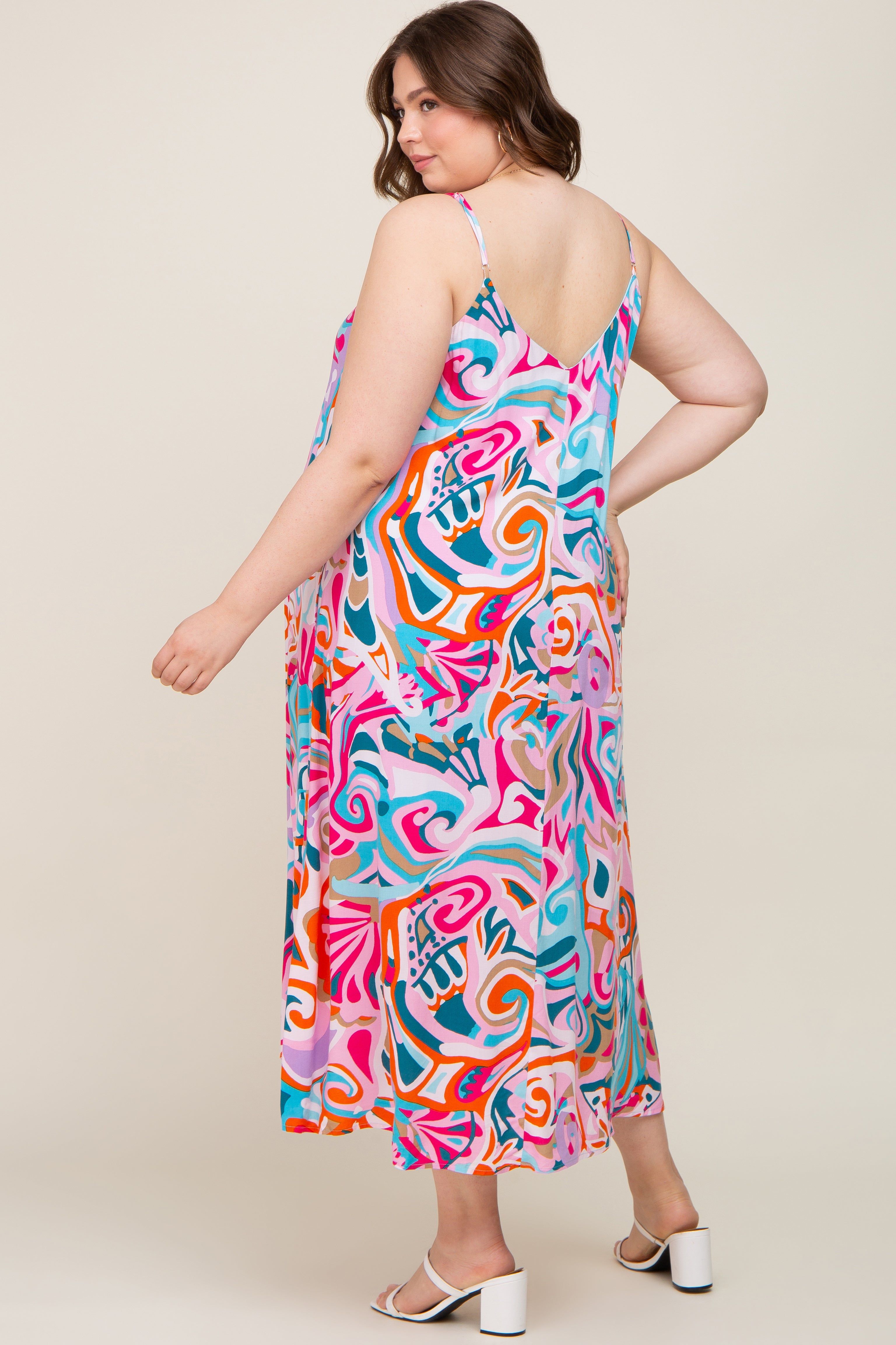 Multi-Color Sleeveless V-Neck Maternity Plus Maxi Dress sold by Pinkblush product image thumbnail 3