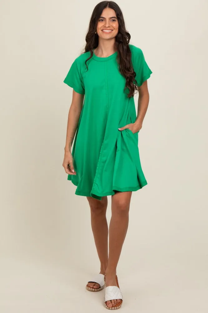 Green Solid T-shirt Mini Dress sold by Pinkblush