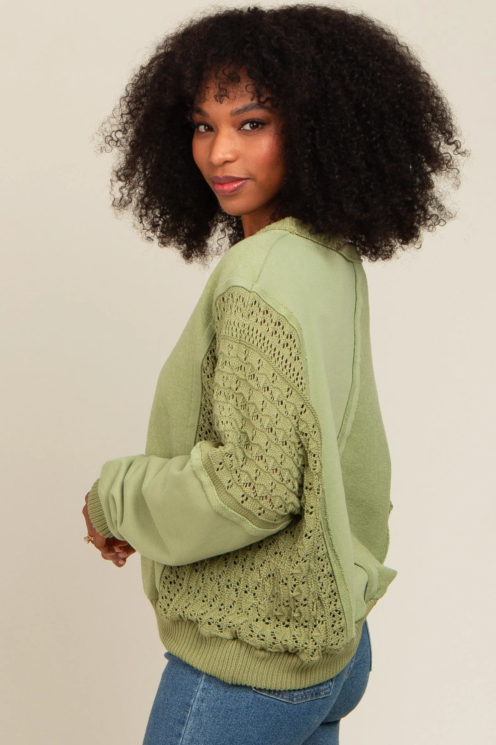 Sage Lace French Terry Top sold by Pinkblush product image thumbnail 3