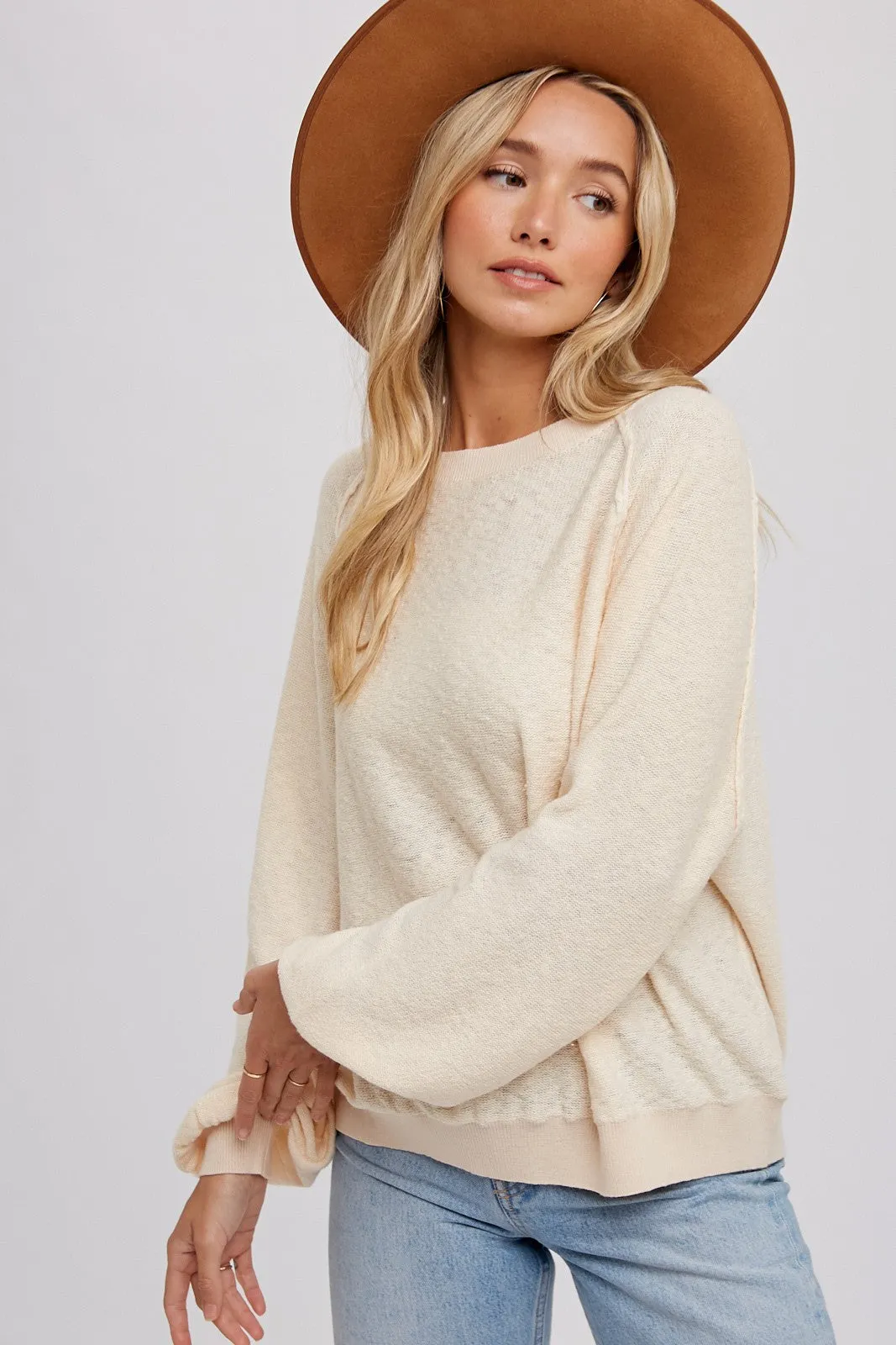 Cream Knit Long Sleeve Top sold by Pinkblush