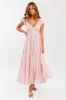 Pink Gingham Sleeveless Tiered Maxi Dress sold by Pinkblush