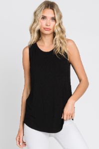 Black Ribbed Front Pocket Maternity Tank sold by Pinkblush