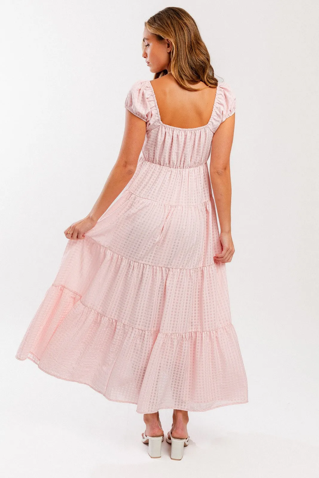 Pink Gingham Sleeveless Tiered Maxi Dress sold by Pinkblush product image thumbnail 3