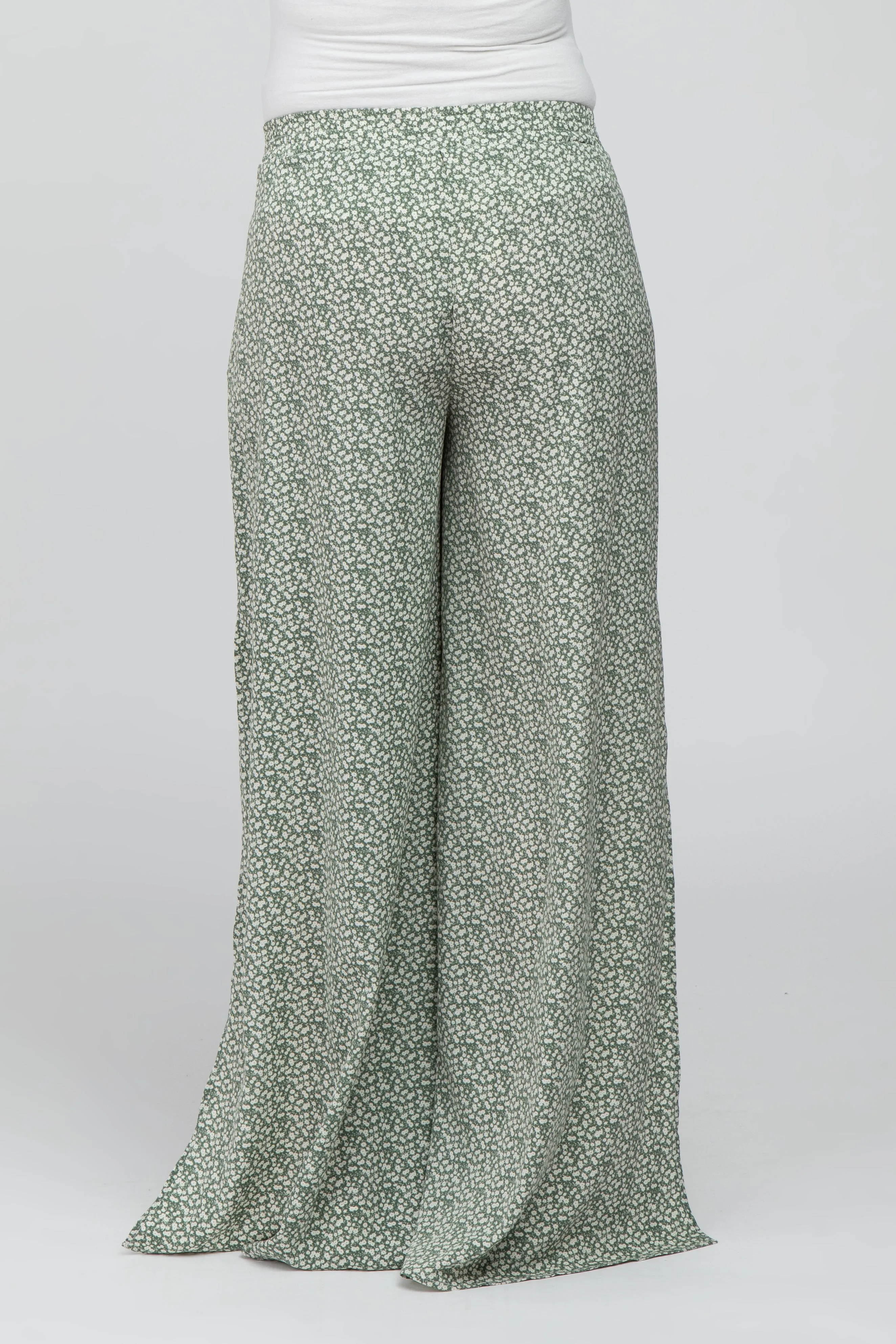 Light Olive Ditsy Floral Side Slit Maternity Pants sold by Pinkblush product image thumbnail 4