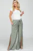 Light Olive Ditsy Floral Side Slit Maternity Pants sold by Pinkblush
