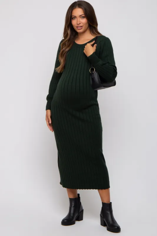 Forest Green Back Tie Maternity Sweater Dress sold by Pinkblush