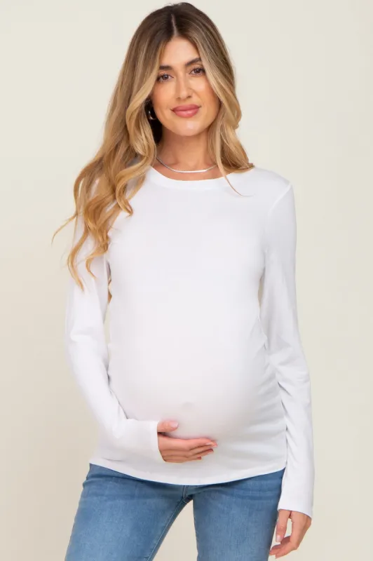 Ivory Basic Long Sleeve Maternity Top sold by Pinkblush