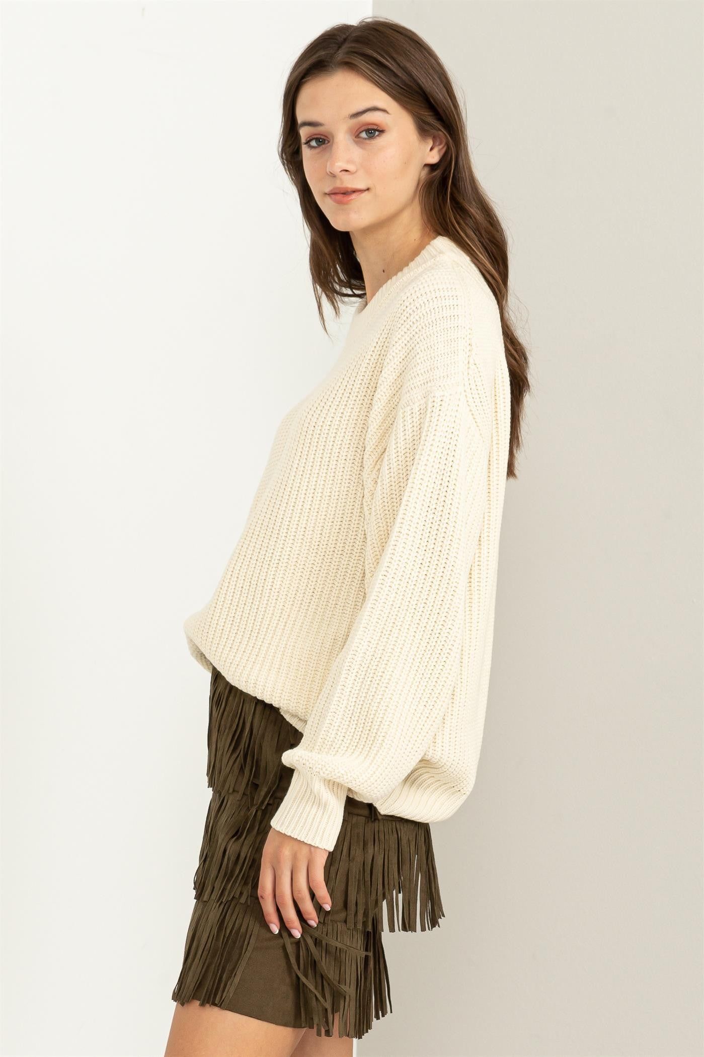 Ivory Basic Chunky Knit Sweater sold by Pinkblush