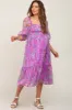 Pink Floral Shimmer Chiffon Maternity Midi Dress sold by Pinkblush