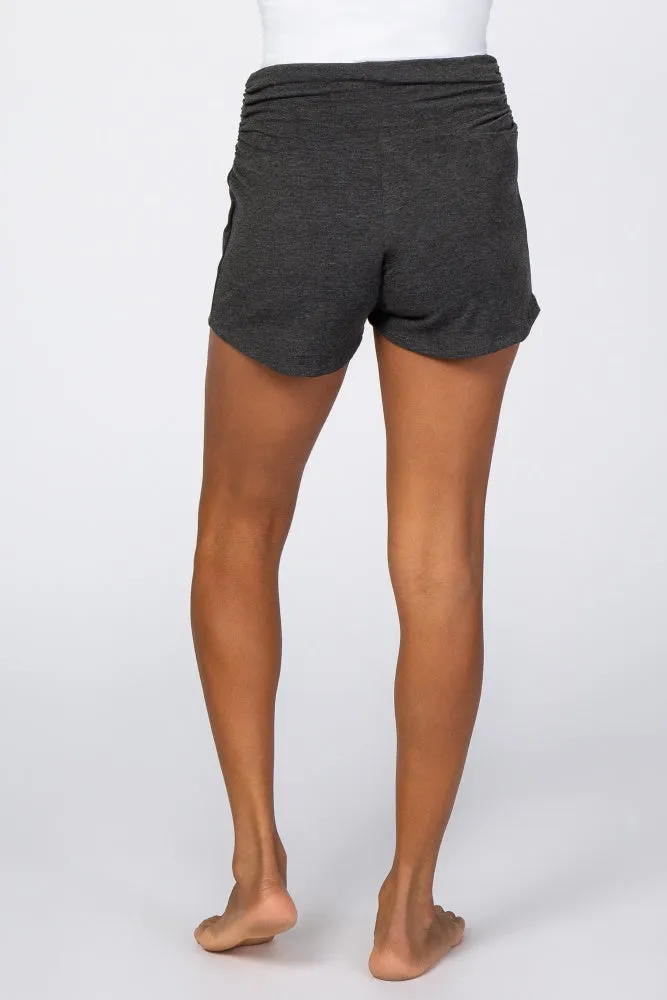 Charcoal Ruched Side Lounge Shorts sold by Pinkblush product image thumbnail 4