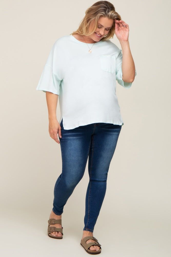 Mint Short Sleeve Pocketed Plus Maternity Top sold by Pinkblush product image thumbnail 4