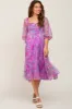 Pink Floral Shimmer Chiffon Maternity Midi Dress sold by Pinkblush
