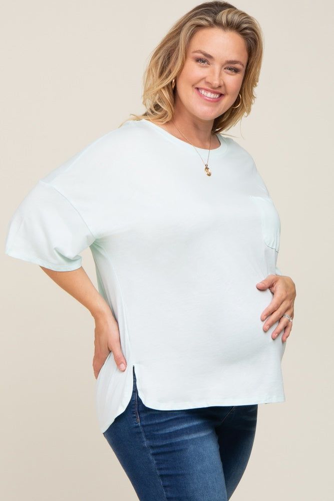 Mint Short Sleeve Pocketed Plus Maternity Top sold by Pinkblush product image thumbnail 2