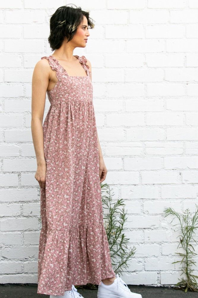 Pink Floral Ruffle Trim Maxi Dress sold by Pinkblush product image thumbnail 2