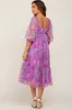 Pink Floral Shimmer Chiffon Maternity Midi Dress sold by Pinkblush