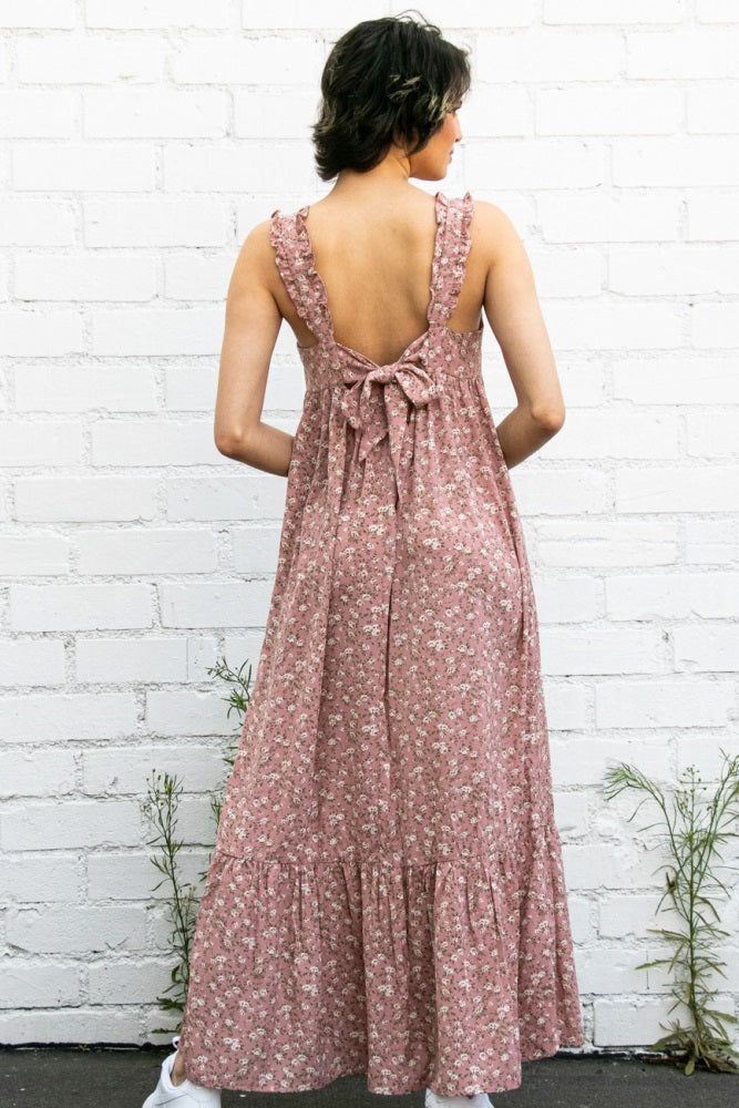 Pink Floral Ruffle Trim Maxi Dress sold by Pinkblush product image thumbnail 3