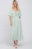 Mint Green Textured Dot Front Tie Ruffle Sleeve Midi Dress sold by Pinkblush