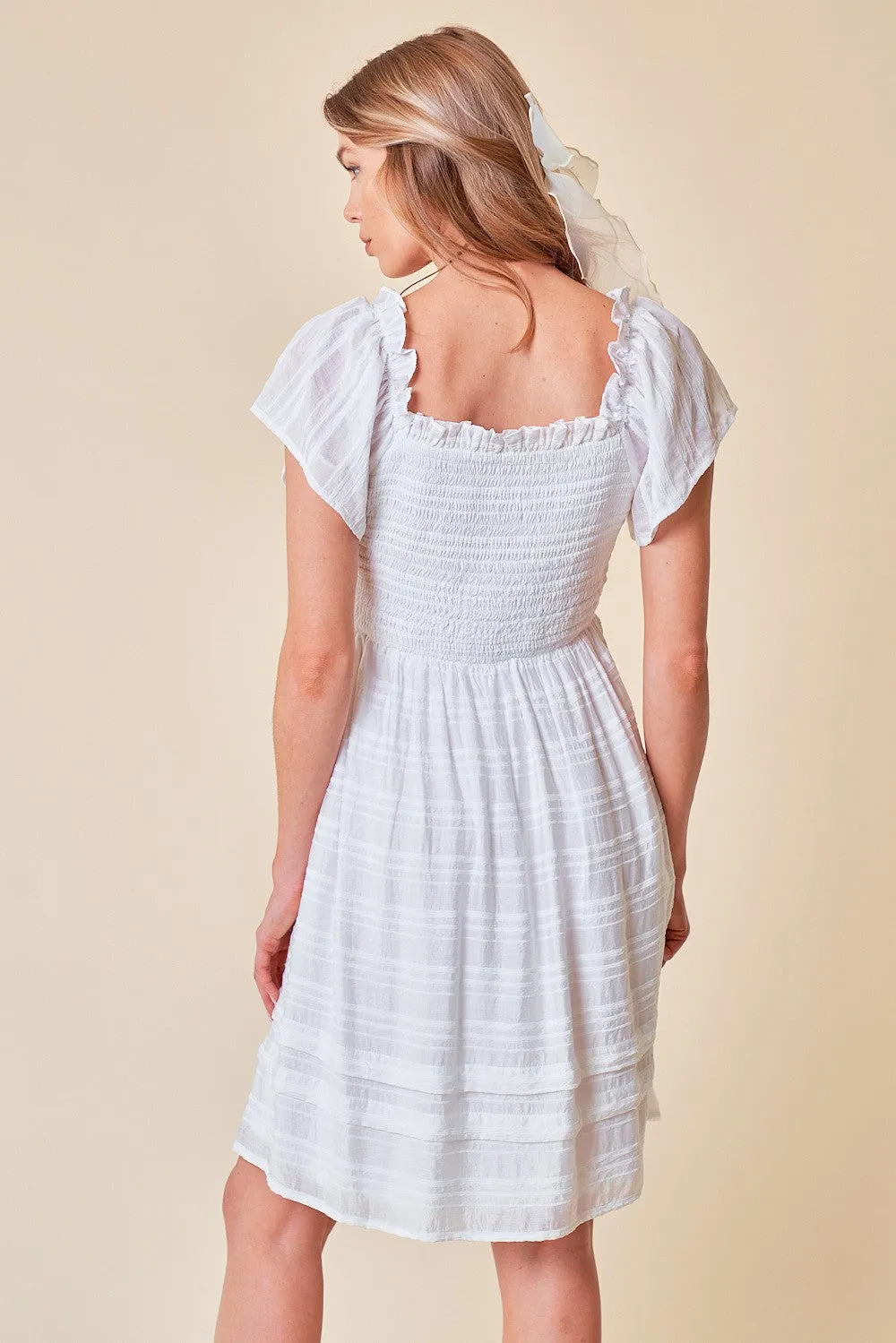 Off White Smocked Bodice Dress sold by Pinkblush product image thumbnail 3