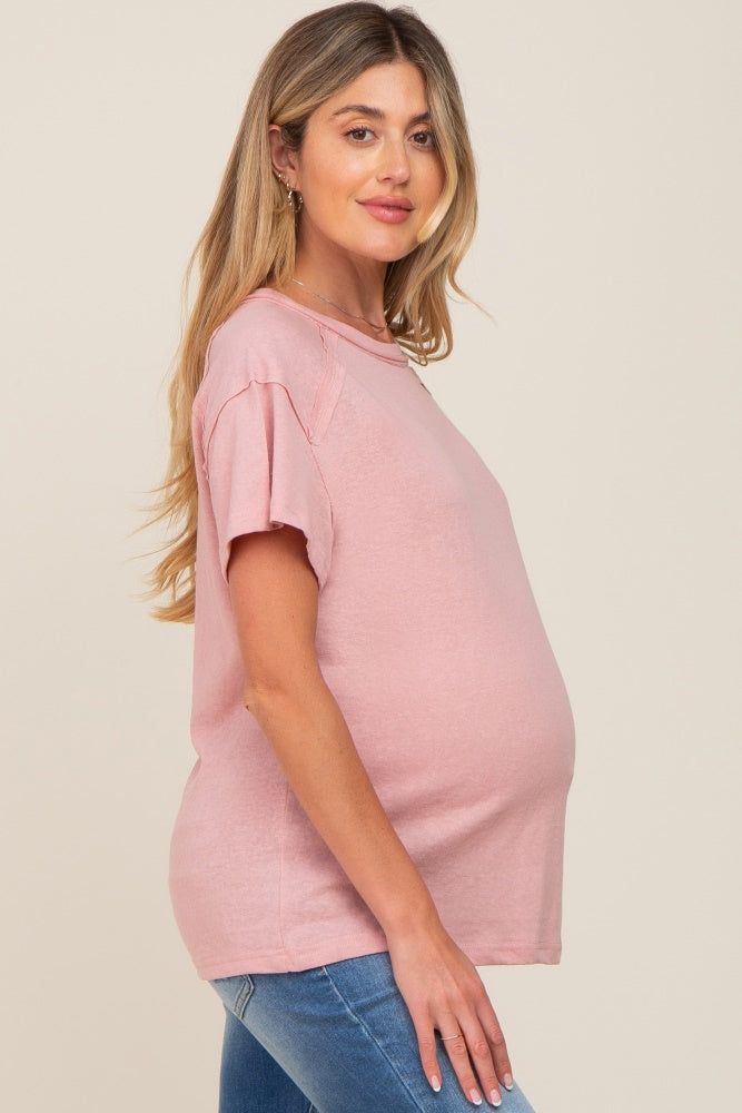 Light Pink Raw Hem Maternity Tee sold by Pinkblush product image thumbnail 2