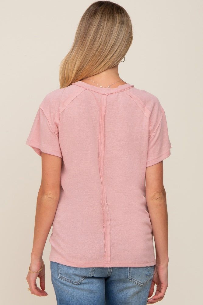 Light Pink Raw Hem Maternity Tee sold by Pinkblush product image thumbnail 3
