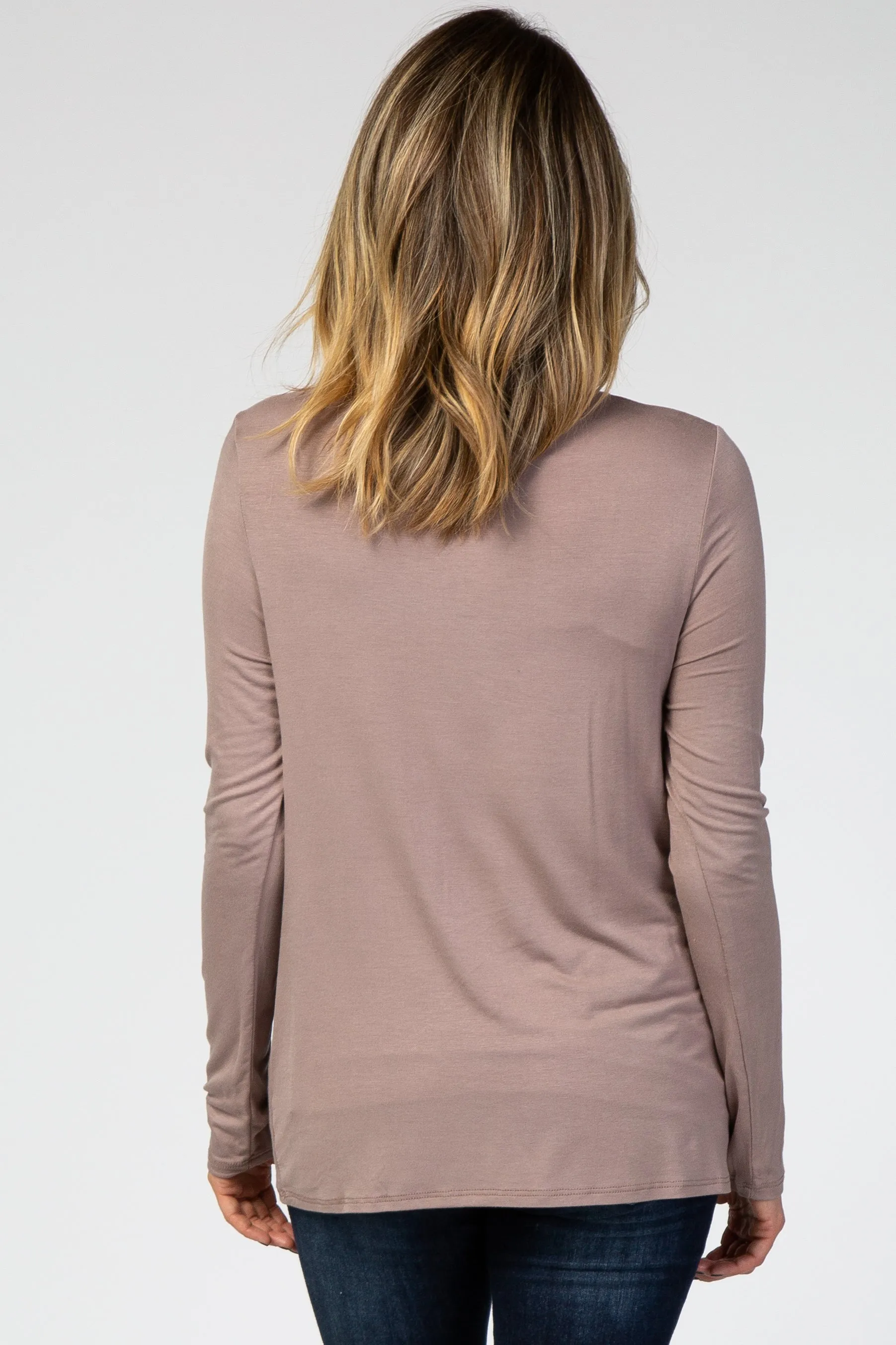 PinkBlush Taupe Solid Layered Front Long Sleeve Nursing Top sold by Pinkblush product image thumbnail 3
