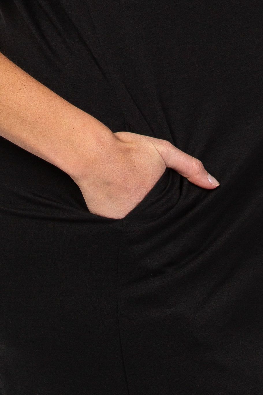 Black Short Sleeve V-Neck Button Detail Maternity Midi Dress sold by Pinkblush product image thumbnail 4