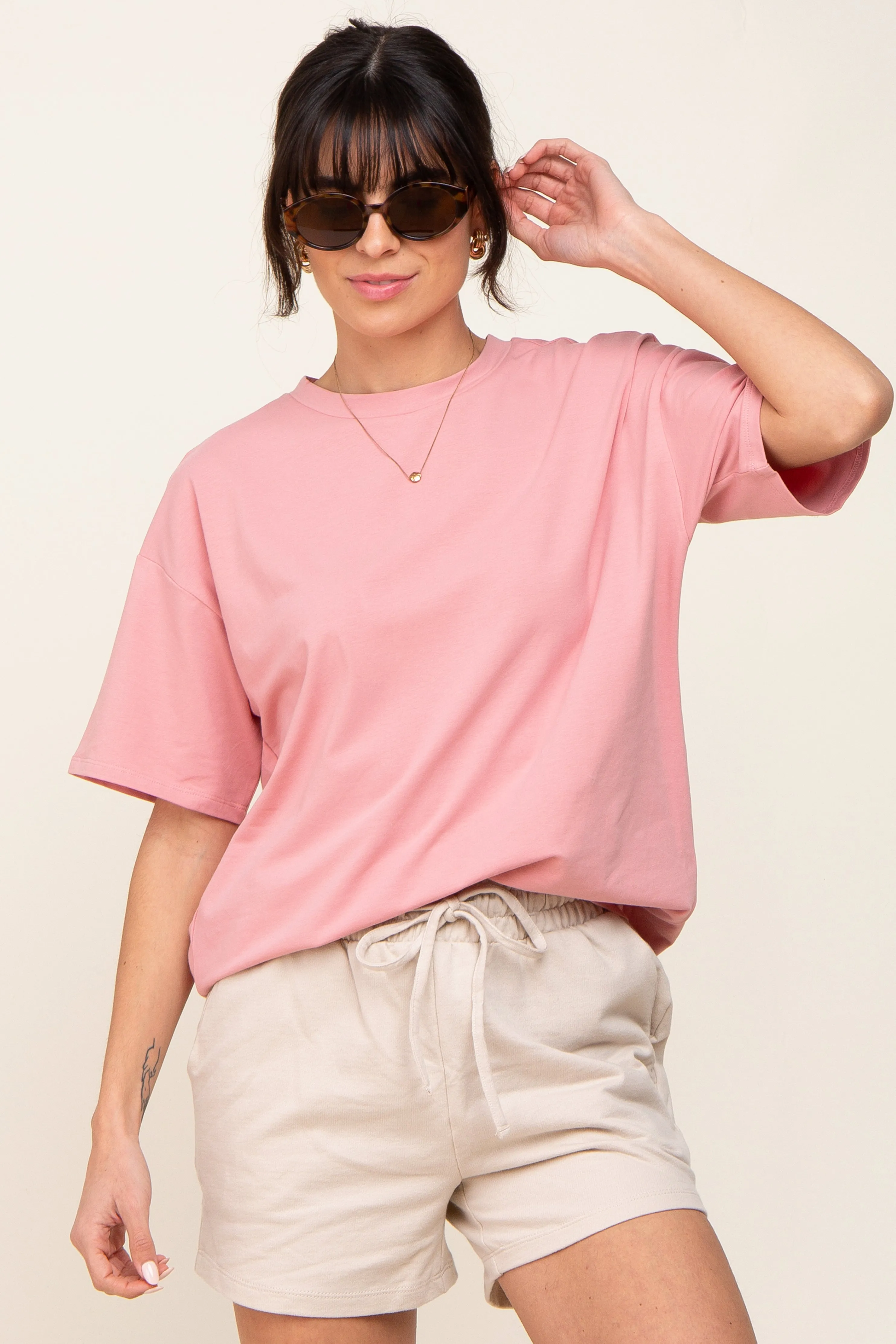 Pink Oversized Basic Maternity Tee sold by Pinkblush product image thumbnail 5