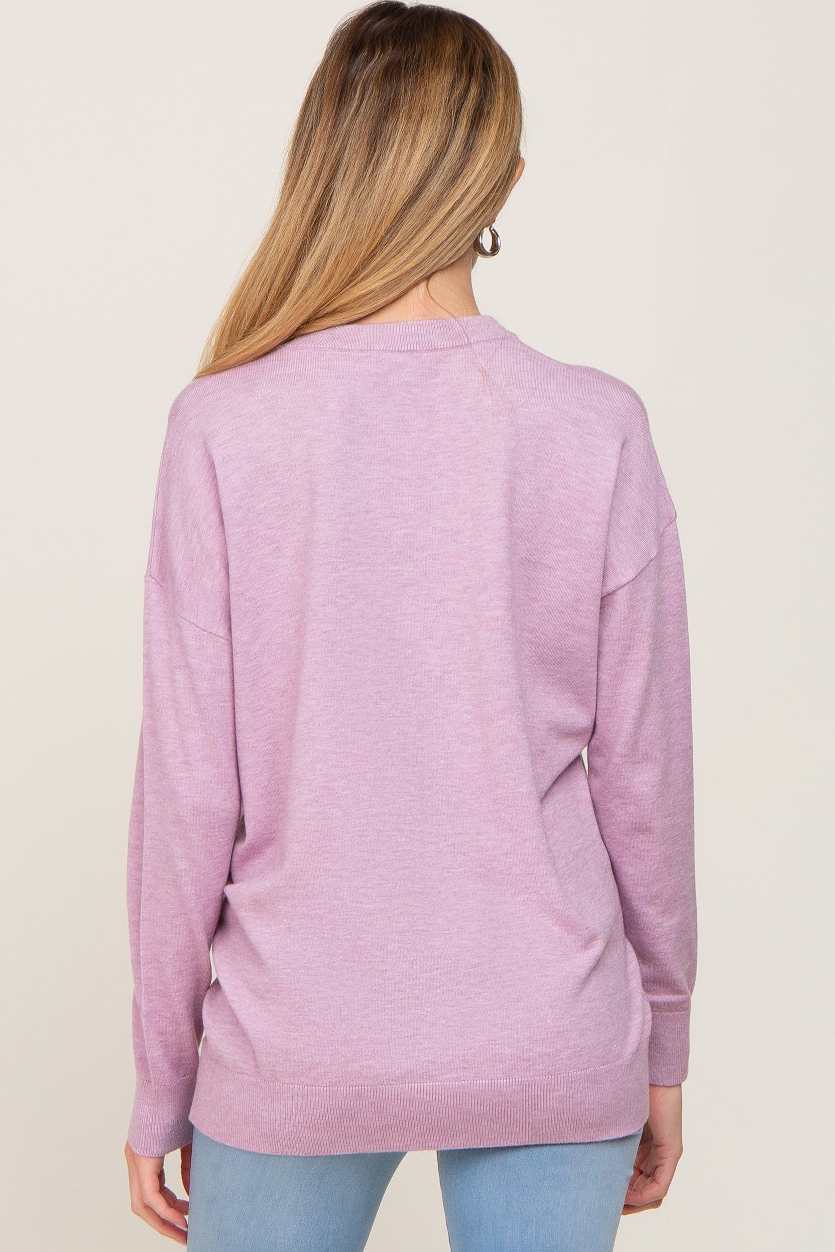 Lavender Knit Long Sleeve Maternity Top sold by Pinkblush product image thumbnail 3