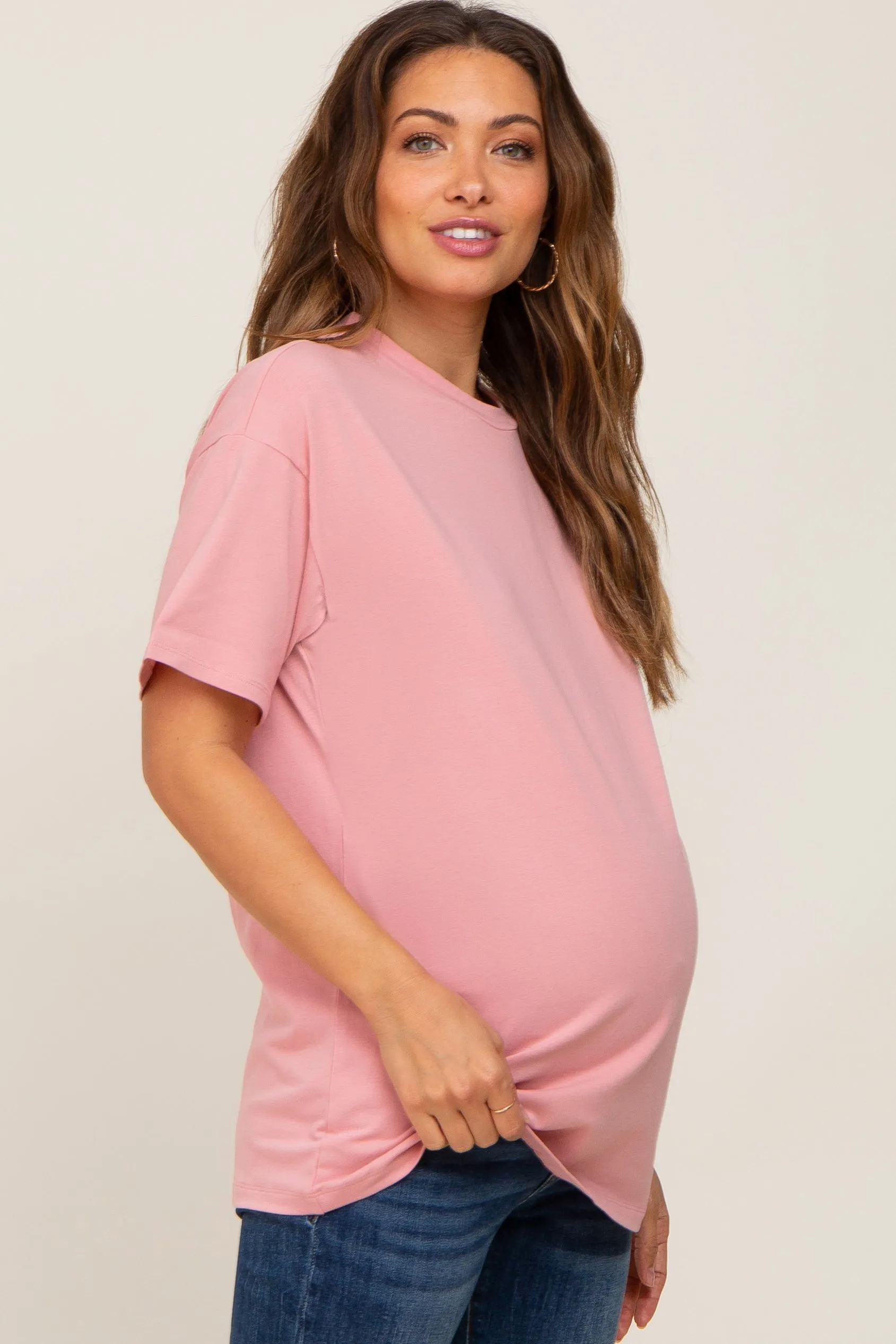 Pink Oversized Basic Maternity Tee sold by Pinkblush product image thumbnail 2