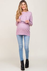 Lavender Knit Long Sleeve Maternity Top sold by Pinkblush