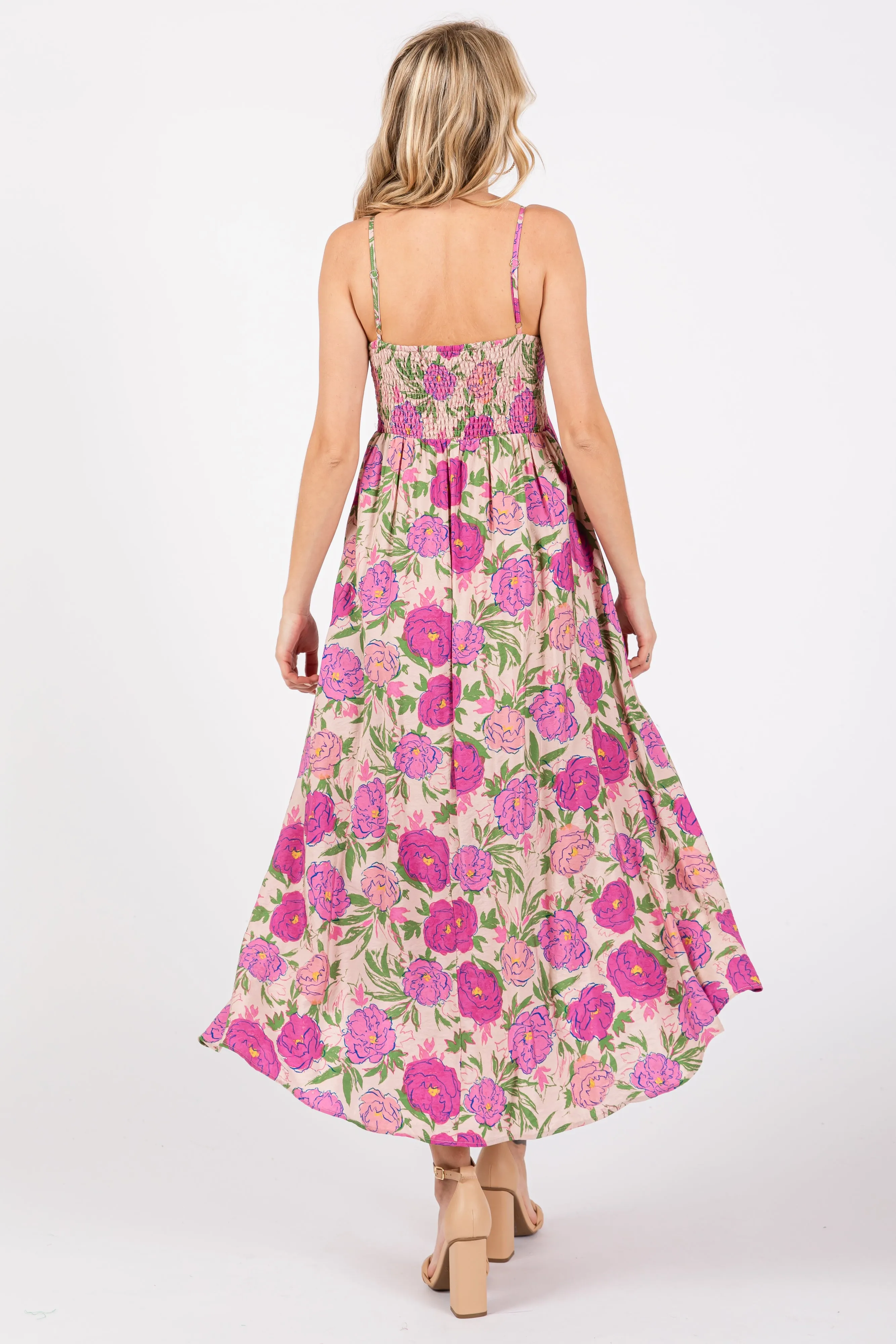 Pink Floral Hi-Lo Sleeveless Midi Dress sold by Pinkblush product image thumbnail 3