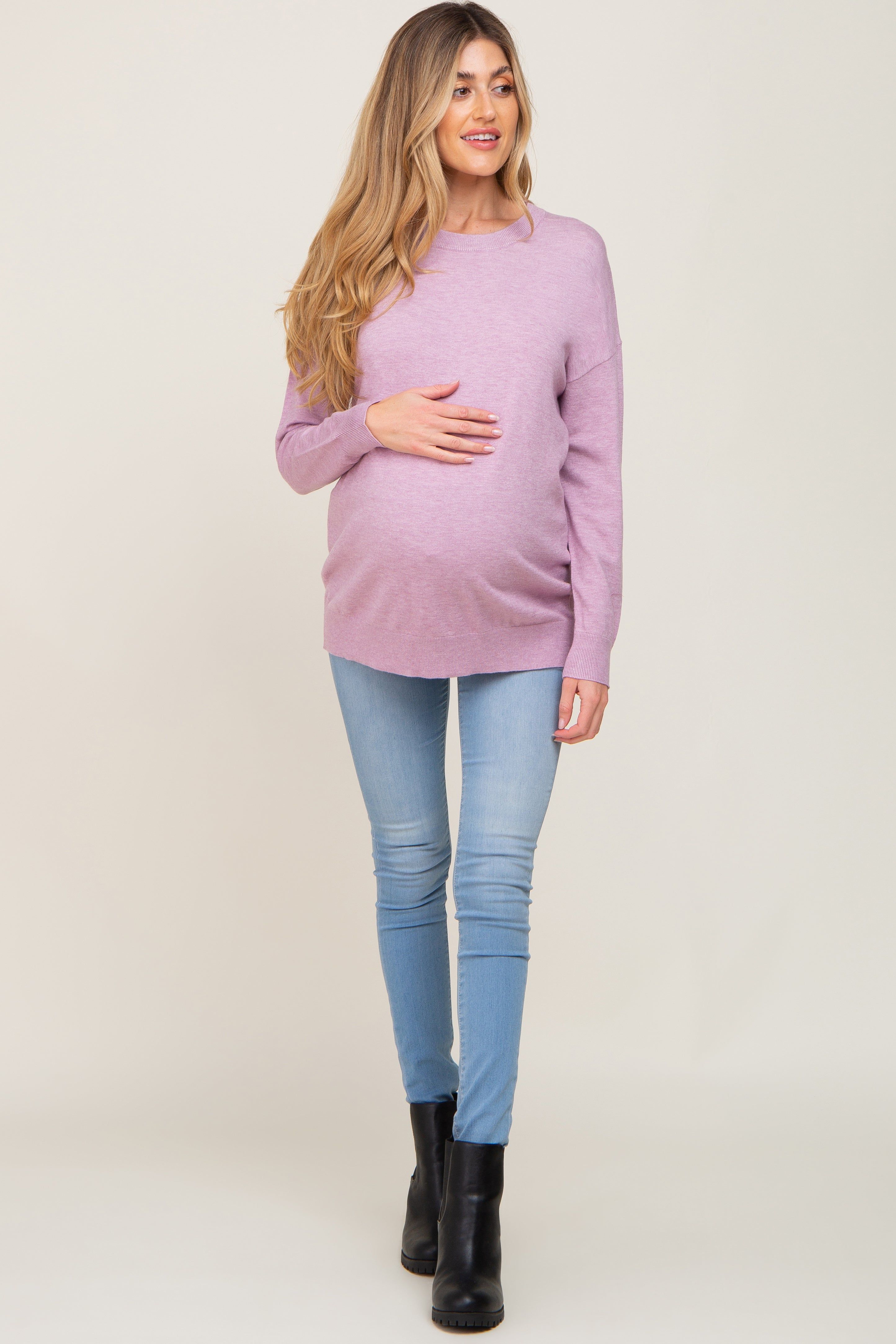 Lavender Knit Long Sleeve Maternity Top sold by Pinkblush product image thumbnail 5