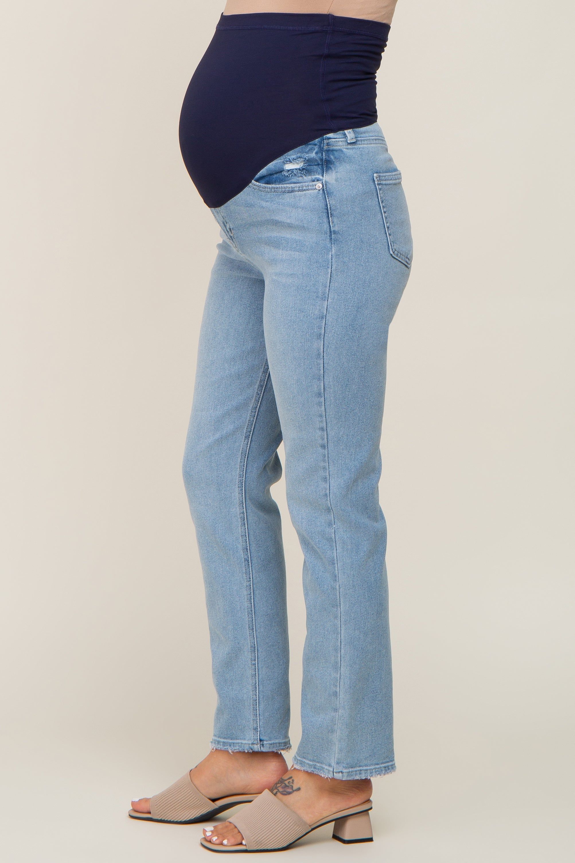 Light Wash Skinny Straight Cropped Maternity Jeans sold by Pinkblush product image thumbnail 3